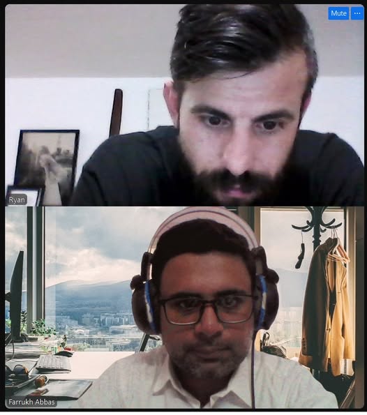 Farrukh Abbas CEO of Base Nurture Zoom meeting with Ryan Rannelli Owner of No Excuse Boxing